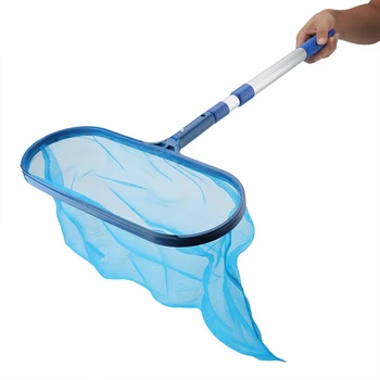 

Swimming Pool Leaf Skimmer Net Bag with Telescopic Pole - Fine Mesh Netting for Fast Cleaning of Debris - Clean Spas & Pond