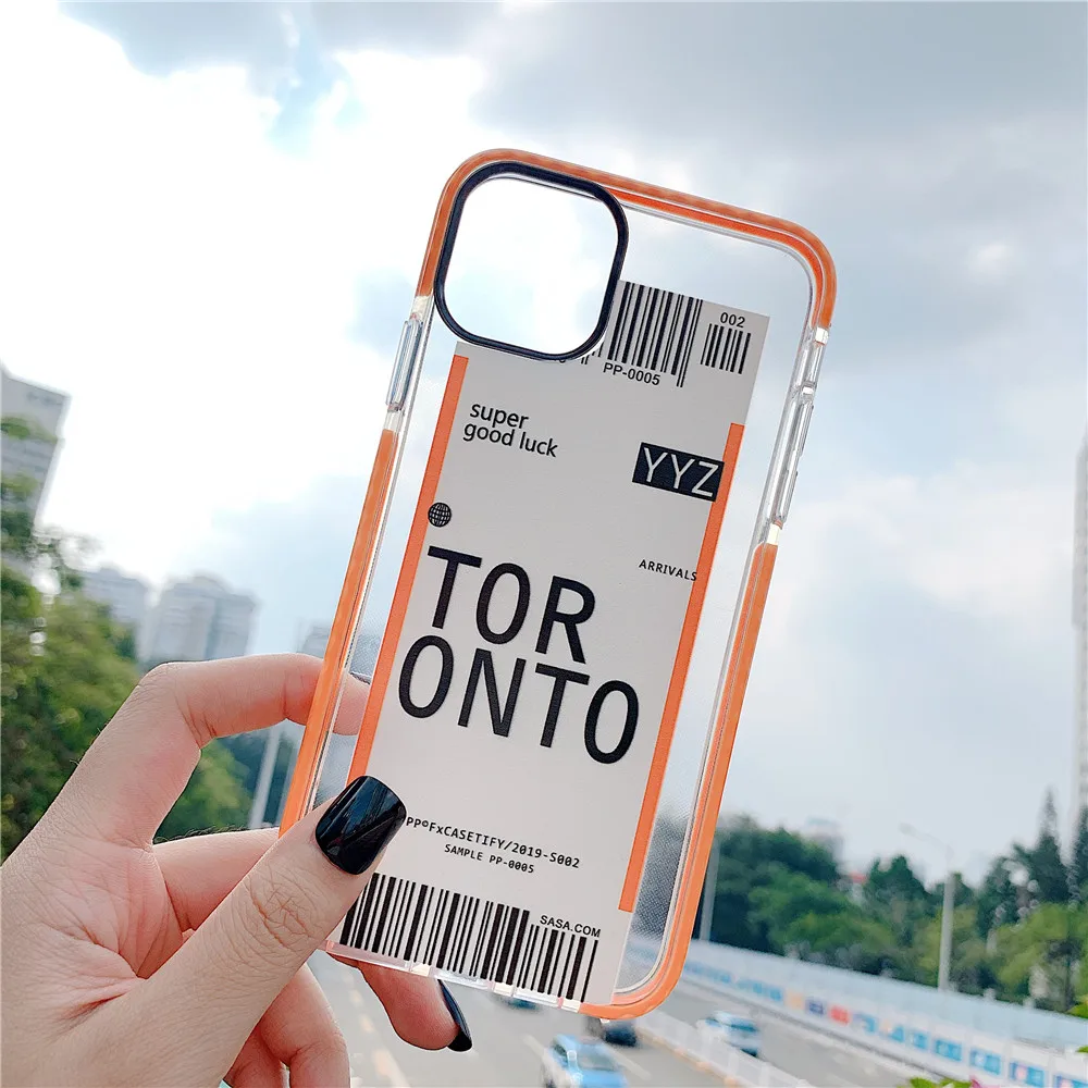 Lovebay INS Air билетов яркие цвета прозрачные чехлы для iPhone 11 Pro XS Max XR X 7 8 Plus город штрих-код этикетка Мягкий ТПУ задняя крышка - Цвет: T3
