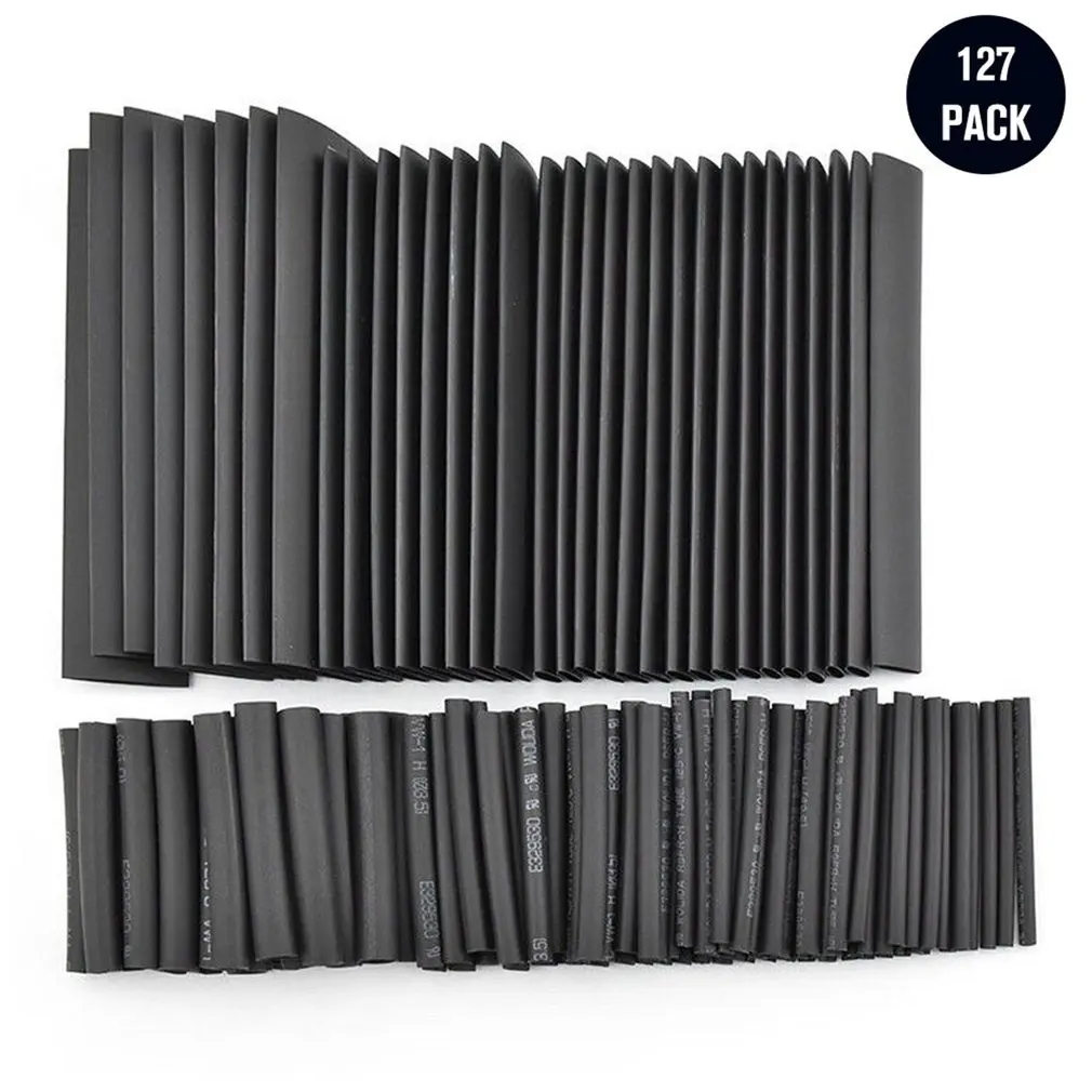 

127Pcs Black Glue Weatherproof Heat Shrink Sleeving Tubing Tube Assortment Kit Car Cable Sleeving Assortment Wrap Wire Kit