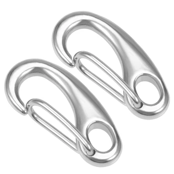 

uxcell Carabiner Snap Hook 304 Stainless Steel Spring Gate Snap Hook Clip Marine Grade Lobster Claw Silver Tone 2Pcs 40mm