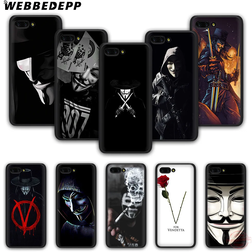 WEBBEDEPP V For Vendetta Fashion soft silicone phone case for Honor 6A 7X 8X 8C 8A 9 9X 10lite Note10 20S 20 Pro |