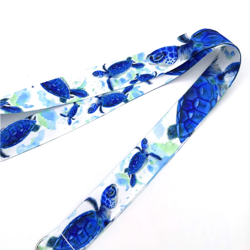 12Pcs Sea Turtle Keychain Lanyard for Keys Neck Strap Fabric ID Badge Holder Phone Necklace Accessories Webbing Ribbon
