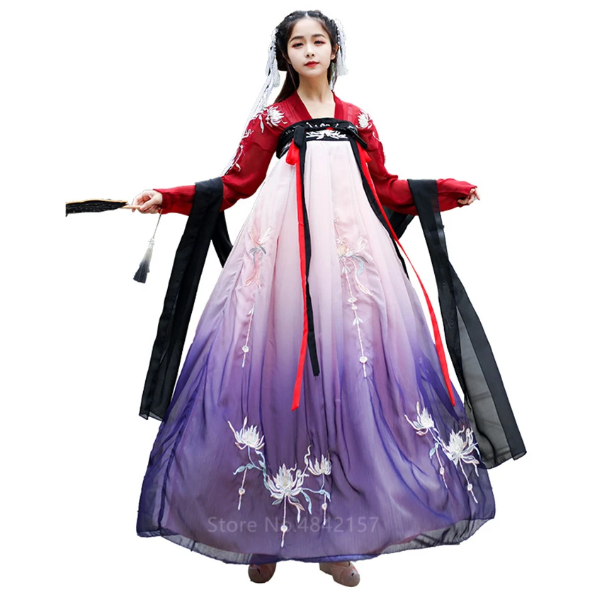 Hanfu женское сказочное платье в традиционном китайском стиле, одежда, женский новогодний карнавальный наряд, костюм танга, костюм для выступлений, народные танцевальные костюмы