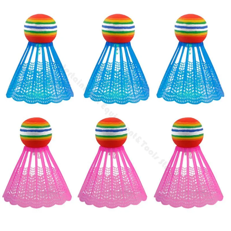 4pcs LED Lighting Badminton Birdies Glow in The Dark Night Nylon Shuttlecock Rainbow Ball Head for Outdoor Indoor Sports