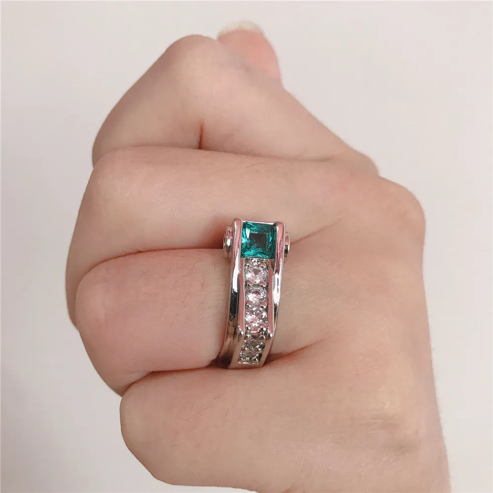 Женское кольцо с цирконием FFLACELL геометрическое принцессы изумрудом ювелирное