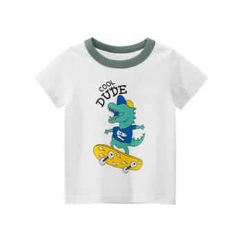 

Cotton T-shirt Boys Clothes Summer Kids Tops Catoon Dinosaur Printed Tees Children Shirts 1 2 3 4 5 6 7 8 9 Years Old