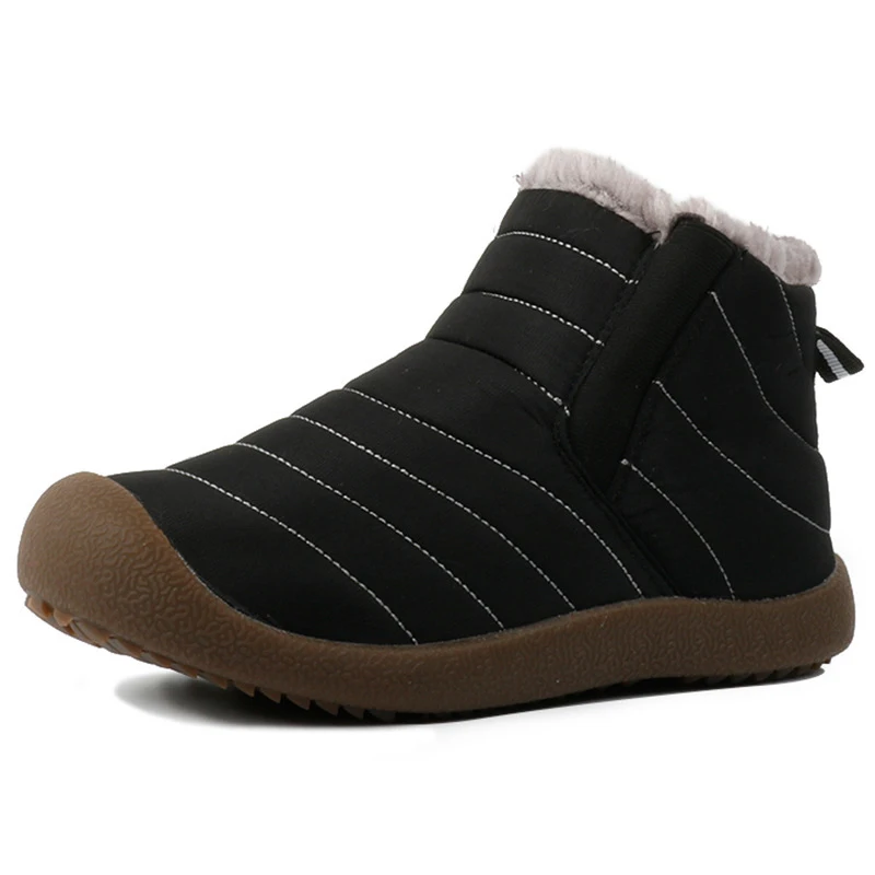 Теплые зимние ботинки для пары; сезон осень-зима; нескользящие ботильоны с плюшевой подкладкой; коллекция года; модная женская и мужская обувь; обувь больших размеров; BS88 - Цвет: Черный