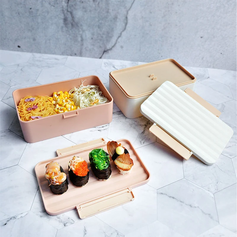 900 мл микроволновый столовая посуда Bento box Пластик Коробки для обедов волнистые полосы герметичные Bento Коробки для обедов для детей школьные Еда контейнер