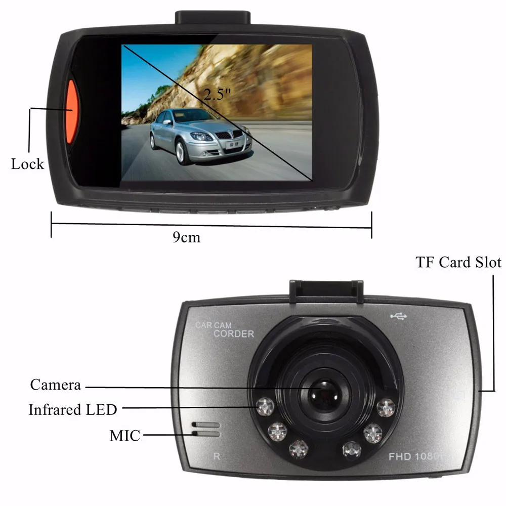 Задний видеорегистратор ночного видения g-сенсор Парковка HD 2,5 ”lcd 1080P автомобиль DVR камера видеорегистратор камера ночного видения