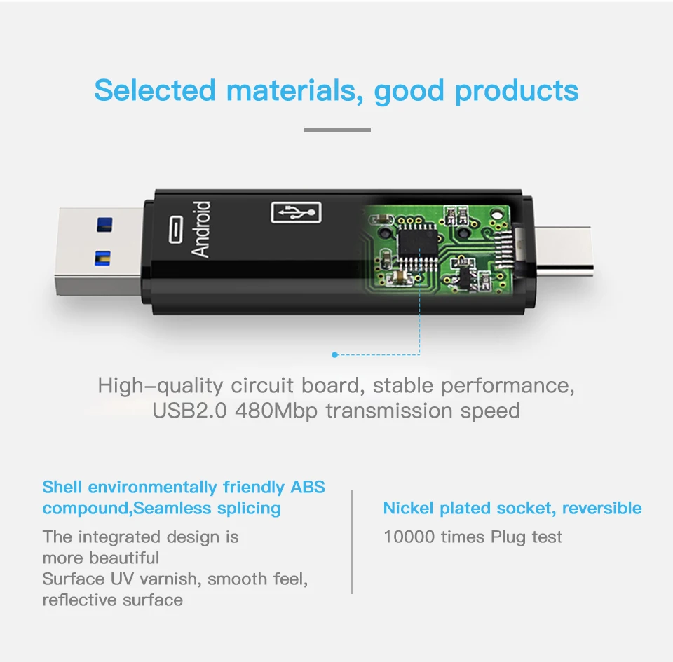 KUULAA All In One Type C USB 3.0 Micro USB Adapter SD/ Micro SD/ TF Card Reader OTG Andriod PC External Multi Memory Card Reader