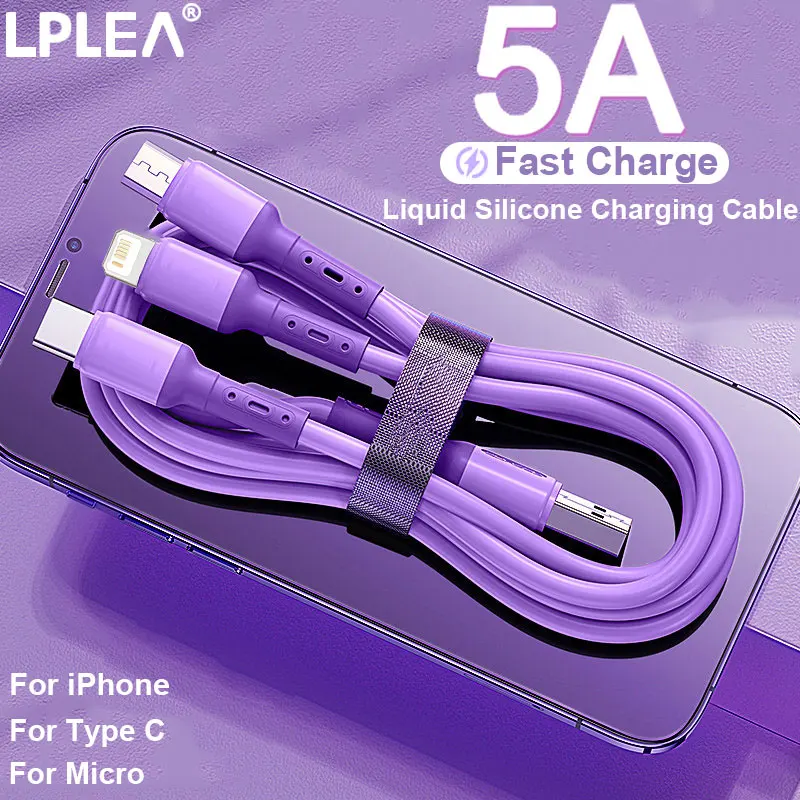 3 in 1 Data USB Fast Charger Charging Cable For iPhone 13 12 Android