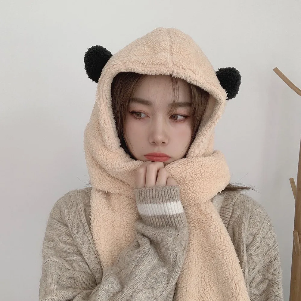 New Winter Plush Hat Scarf Gloves Set 