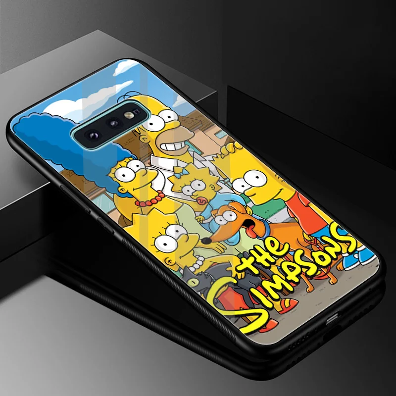 Стеклянный чехол Desxz The Simpsons из ТПУ для samsung Galaxy Note 8 9 S10 S7 Edge S8 S9 Plus