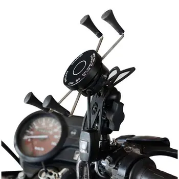 

PLUS Motorcycle Mobile Phone Holder 2 in 1 Wireless Charger Handlebar Mirror Bracket With Voltmeter USB Charging GPS Mount Stand