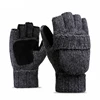 2021 Unisex Thick Male Fingerless Gloves Men Wool Winter Warm Exposed Finger Mittens Knitted Warm Flip Half Finger Gloves Warm 1