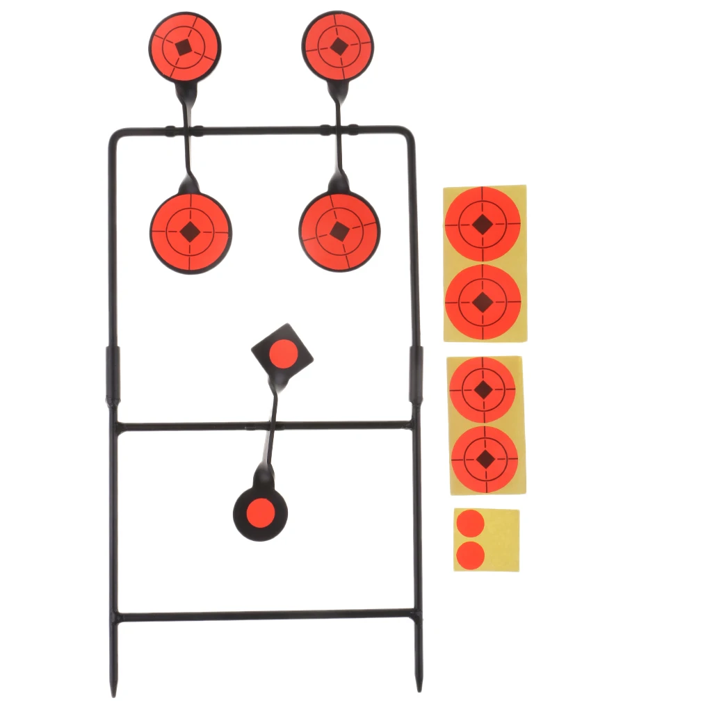 Self Resetting 6 Targets Spinning Shooting Metal Target with Ground Spikes
