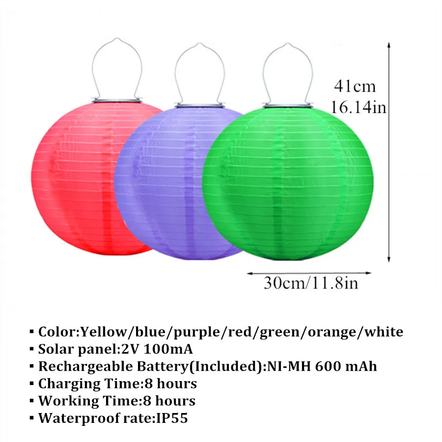 Lantern Solar Lights Outdoor Hanging Ball Nylon Lantern Fairy Lights For Garden Decoration Wedding Solar Light With Battery