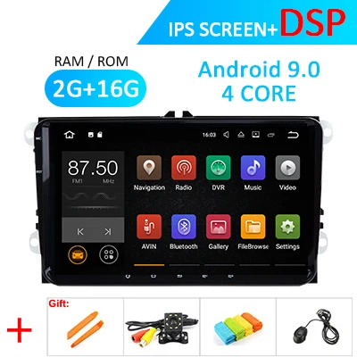 Android 9,0 DSP ips gps для VW PASSAT B6 B7 V7 Golf 5 6 Seat Leon Tiguan Fabia Rapid Altea Toledo BORA навигационное радио без DVD - Цвет: 2G 16G DSP