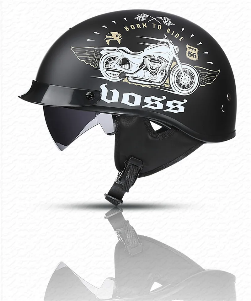 Black Vintage Motorcycle Helmet Open Face Helmet Dot Approved Half Helmet Retro Moto Casco Capacete Motociclistas Capacete