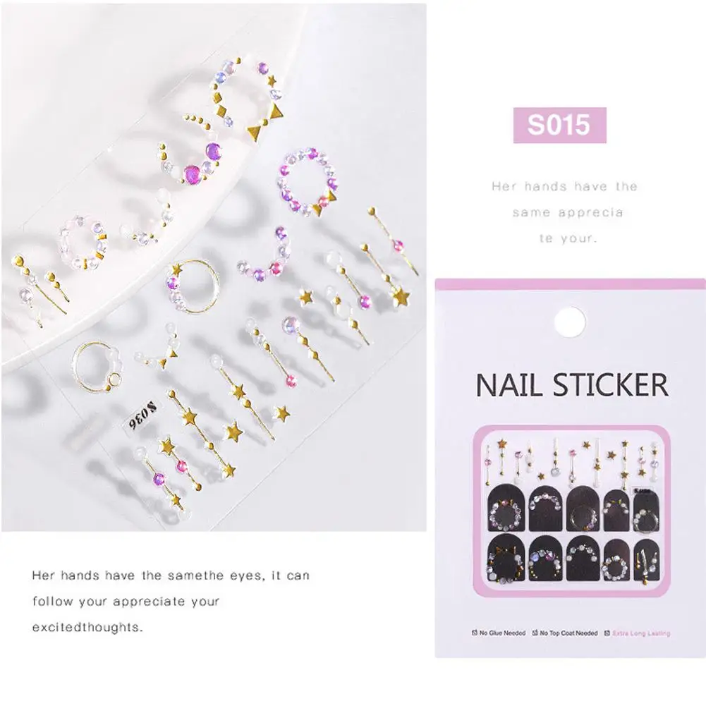 15 XY Fancy Adhesive-self Nail Art Stickers 3D Gold& Silver Metalic Nail Decorations Nail Sticker DIY Decal - Цвет: 15