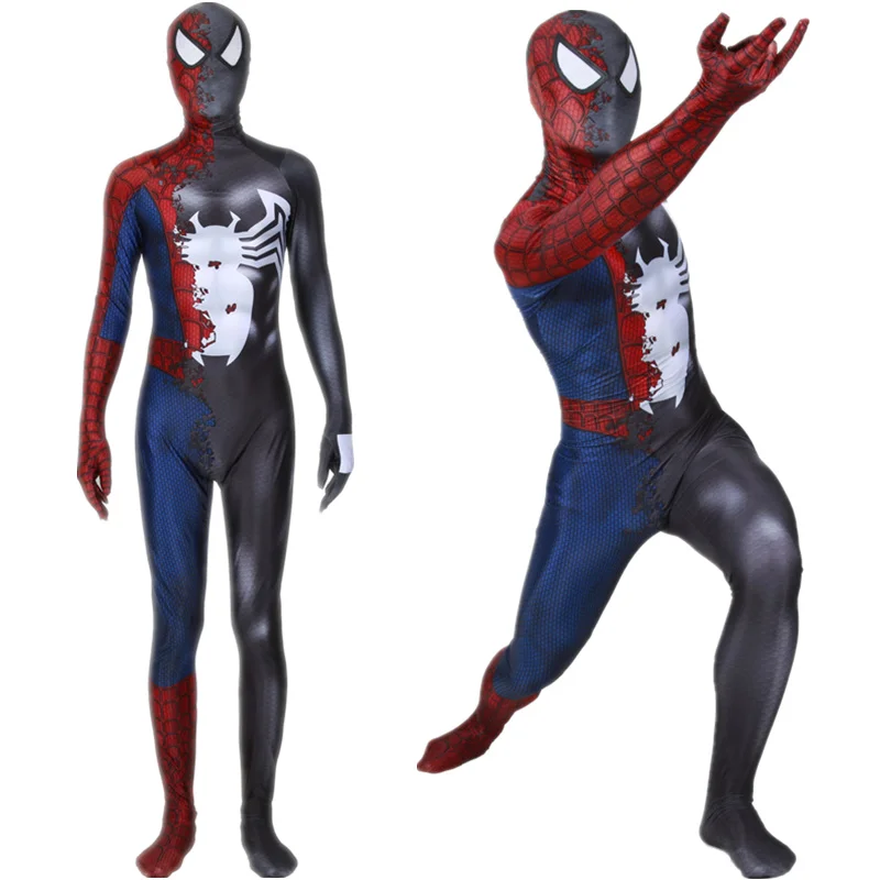 

Wholesale Anime Movie Suit Symbioted Venom Spider-Man Cosplay Costume Zentai Superhero Pattern Bodysuit Spiderman Jumpsuits