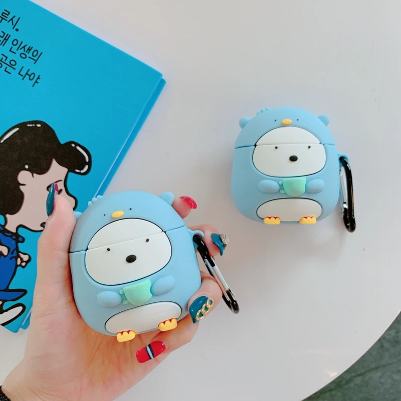 Милый Забавный чехол для наушников в виде пингвина Airpods 2 1 беспроводные наушники