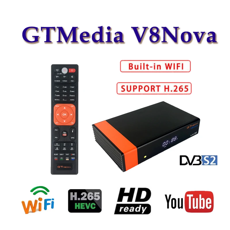 

Best stable satellite finder Gtmedia V8 NOVA TV receiver H.265 DVB-S support 1 year europe cccam cline 2 Spain tv decoder