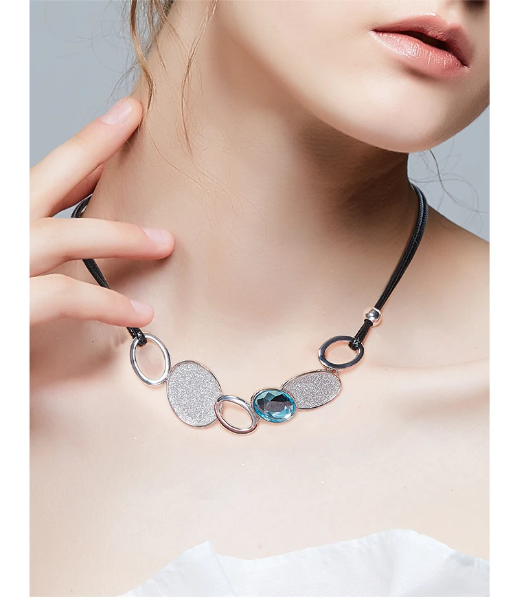 Cdyle Boho ювелирное геометрическое массивное ожерелье с кристаллом от Swarovski воротник Mujer классическое короткое ожерелье с кожаной веревкой