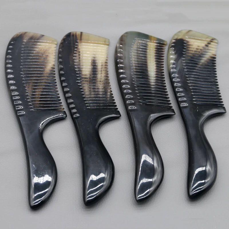 Natural Yak Horn Swallowtail Handles Fine Tooth Comb Hair Straighter Comb Anti-Static Hair Massage Brush 4