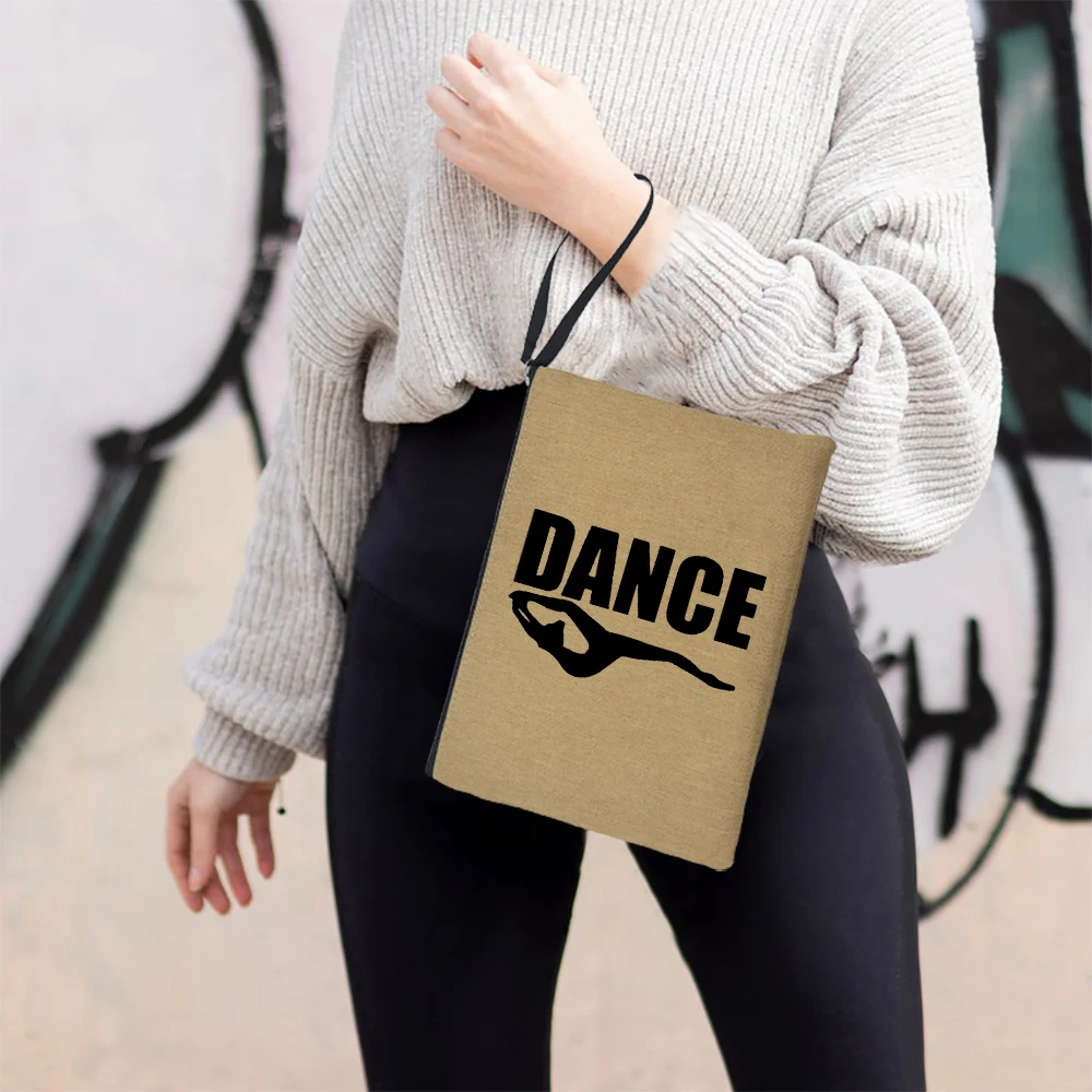 Dance Ist Mein Lieblings Saison Frauen Leinen Kupplungen Tasche Mode Lässig Make-Up Tasche Kosmetische Lippenstift Lagerung Handtasche Mädchen Geschenk