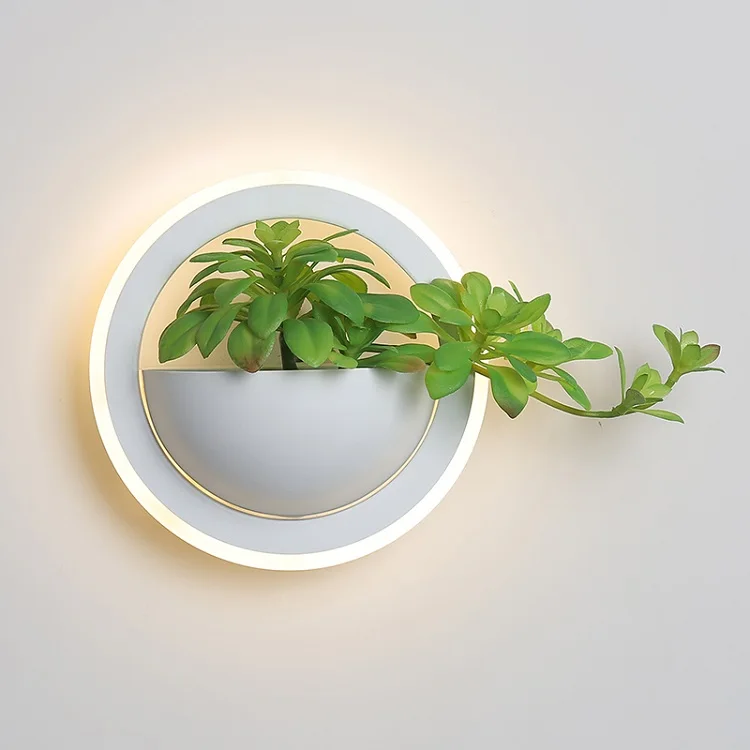 NEO Gleam 20 см современные светодиодные Настенные светильники для спальни Гостиная прикроватная белая цветная настенная лампа фиксаторы настенные бра с растением - Цвет абажура: Style B Dia200mm