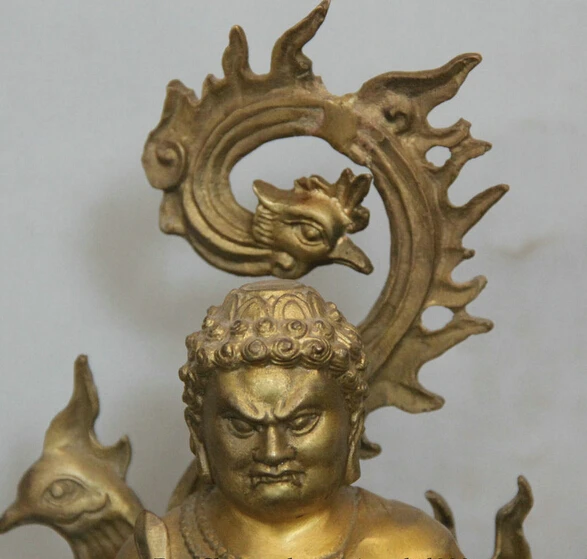 JP S61 11" Japan Japanese Buddhism Brass phoenix Seat Fudo Myo-o / Acalanatha Statue B0403