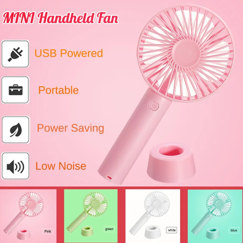 

Portable Rechargeable Handheld Mini Cooling Fan USB Charging Desktop Table Cooler with Base Strap for Home Office Outdoor Travel
