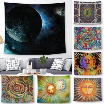 

Mandala Sun Tapestry Wall Hanging Boho Decor Wall Cloth Tapestries Psychedelic Hippie Night Moon Tapestry Mandala Wall Carpet