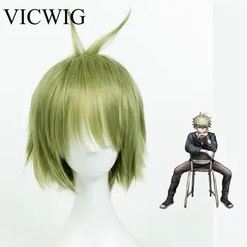 

VICWIG Cosplay Wigs With Bangs Grass Green Heat Resistant Synthetic Short Hair Harajuku Wig