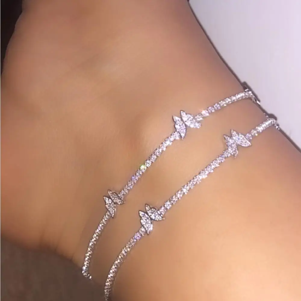 Ice girl leg chain 5A cz tennis chain 