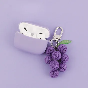 

Cute Purple Grapes Keychain Decor Silicone Case For Airpods Pro Case Bluetooth Earphone Headphones Cover For Apple Air pods Pro