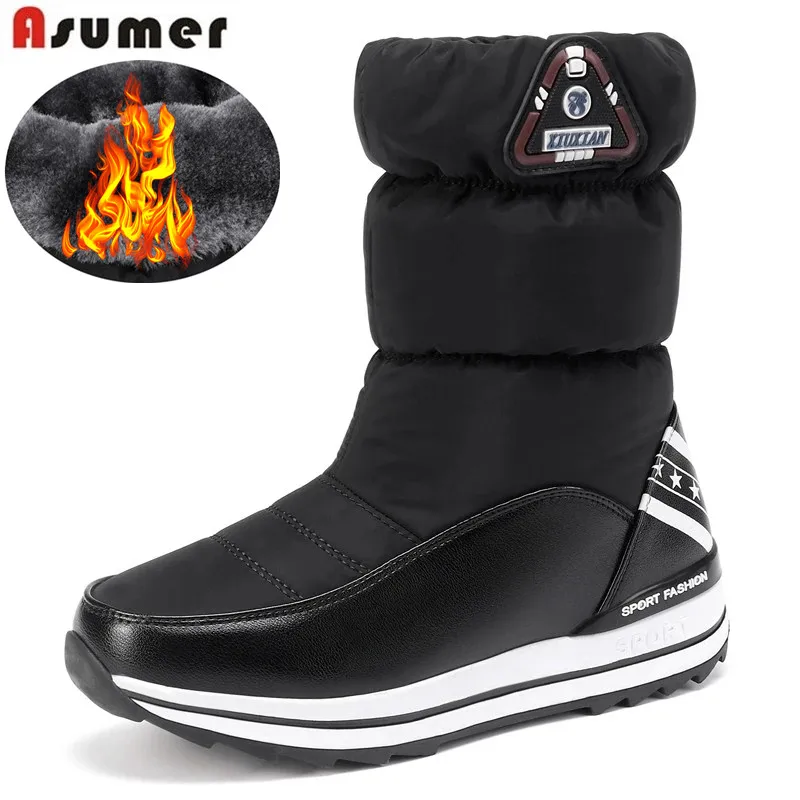 Женские зимние ботинки на платформе ASUMER теплые пуховые до щиколотки размеры 31 43