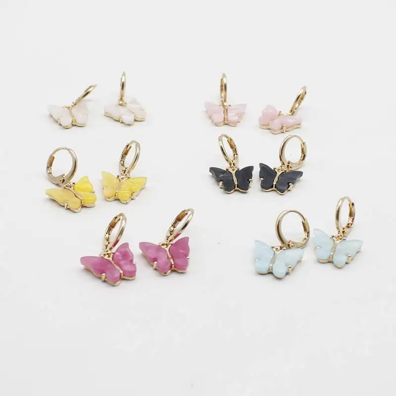 Корейская версия новых модных цветных серег-бабочек акриловые серьги с пряжкой