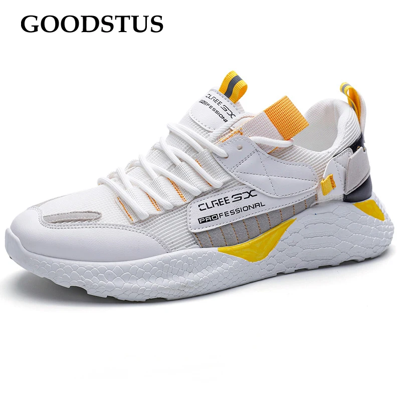 

GOODSTUS New Arrival Men Casual Shoes Rubber Sole Mesh Vamp Round-Toe Lightweight Height Increase Breathable Comfortable