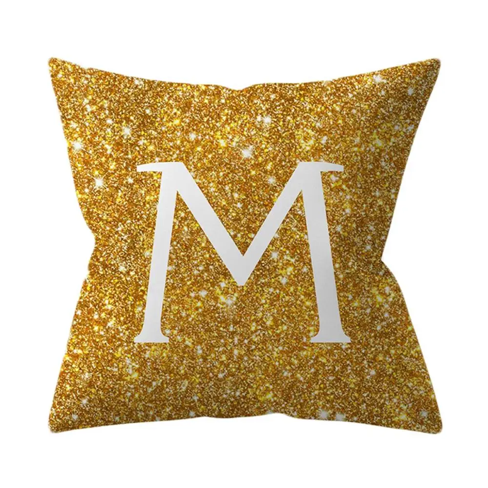 A to Z чехол для подушки с английским алфавитом, полиэстер, Золотая подушка, чехол для дома, дивана, спальни, декоративная подушка, чехол, Q3 - Цвет: M