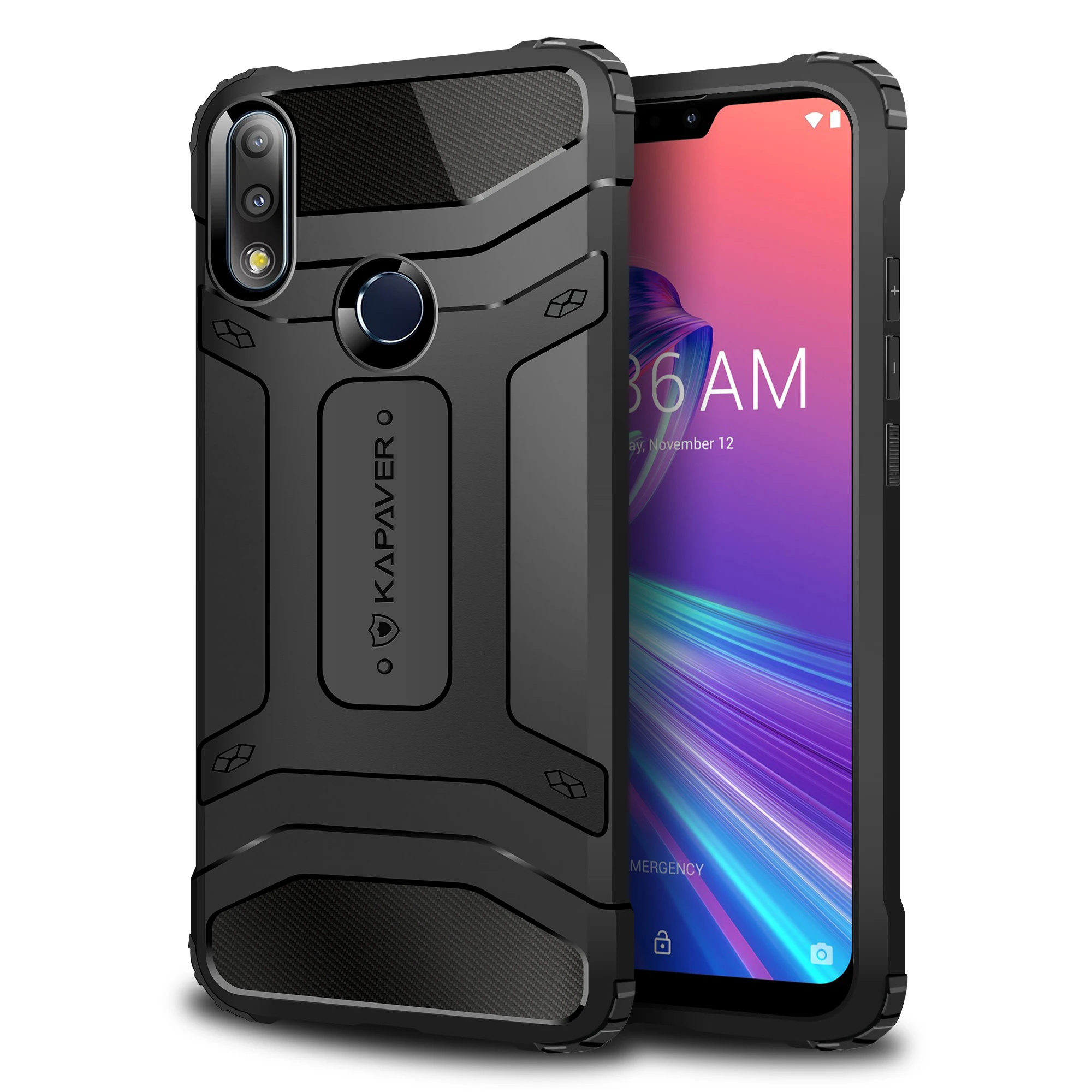 KAPAVER®Задняя крышка чехол для Asus Zenfone Max Pro(M2) ZB631KL Drop протестированный ударопрочный карбоновый армированный черный