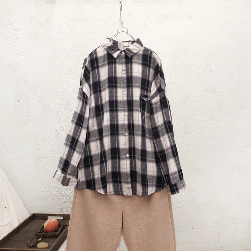 

Johnature Plaid Shirt Leisure Women Clothes 2019 New Autumn Ladies Tops Turn-down Collar Button Full Sleeve Casual Women Blouses