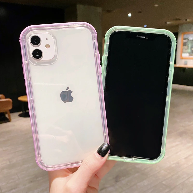 Transparent Candy color bumper Anti-knock Case for iphone 12 12Pro Max 11 11Pro XR X XS Max SE2020 7 8 Plus shockproof cover
