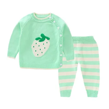 

Newborn Infant Clothing Baby Kids Cardigan Sweaters Cotton Knit Clothes Pullover Sweaters+Pants Outfit Sets Baby Girl Outfit