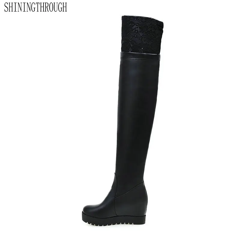 

2020 New Over The Knee High Women Boots Fashion Eerogenous Wedges High Heel Women Sheos Ladies Winter Keep Warm Party Shoes