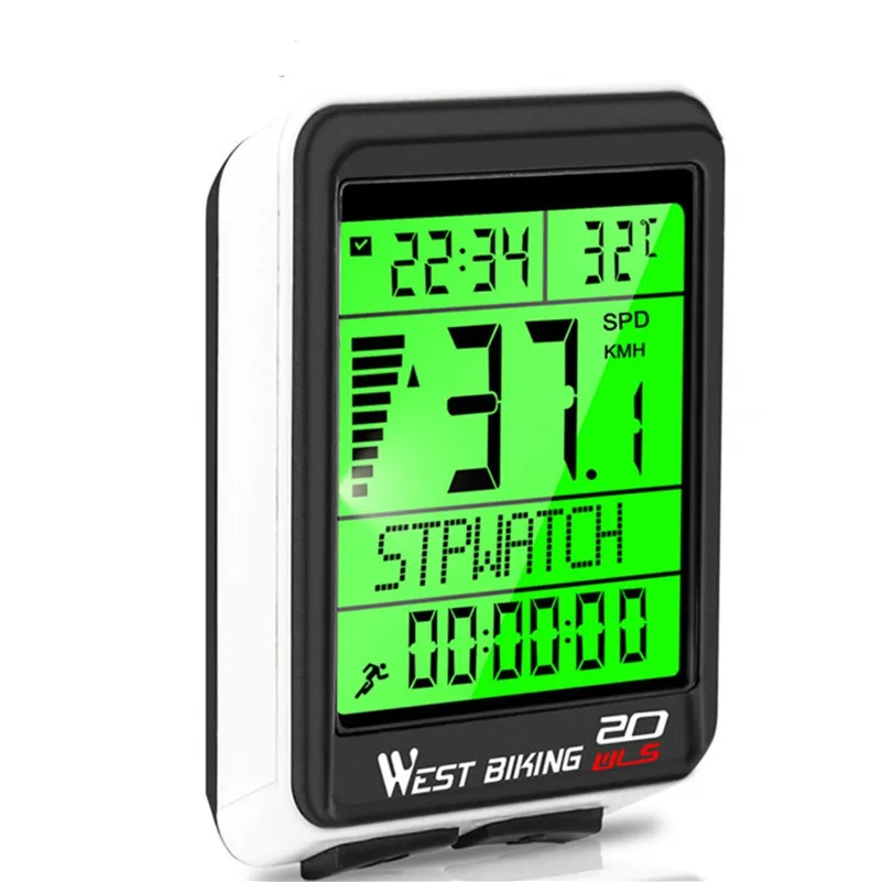 

WEST BIKING LED Waterproof Bicycle Computer Wireless 5 Language Cycling Bike Odometer Stopwatch Speedometer 2.1in Bike Computer