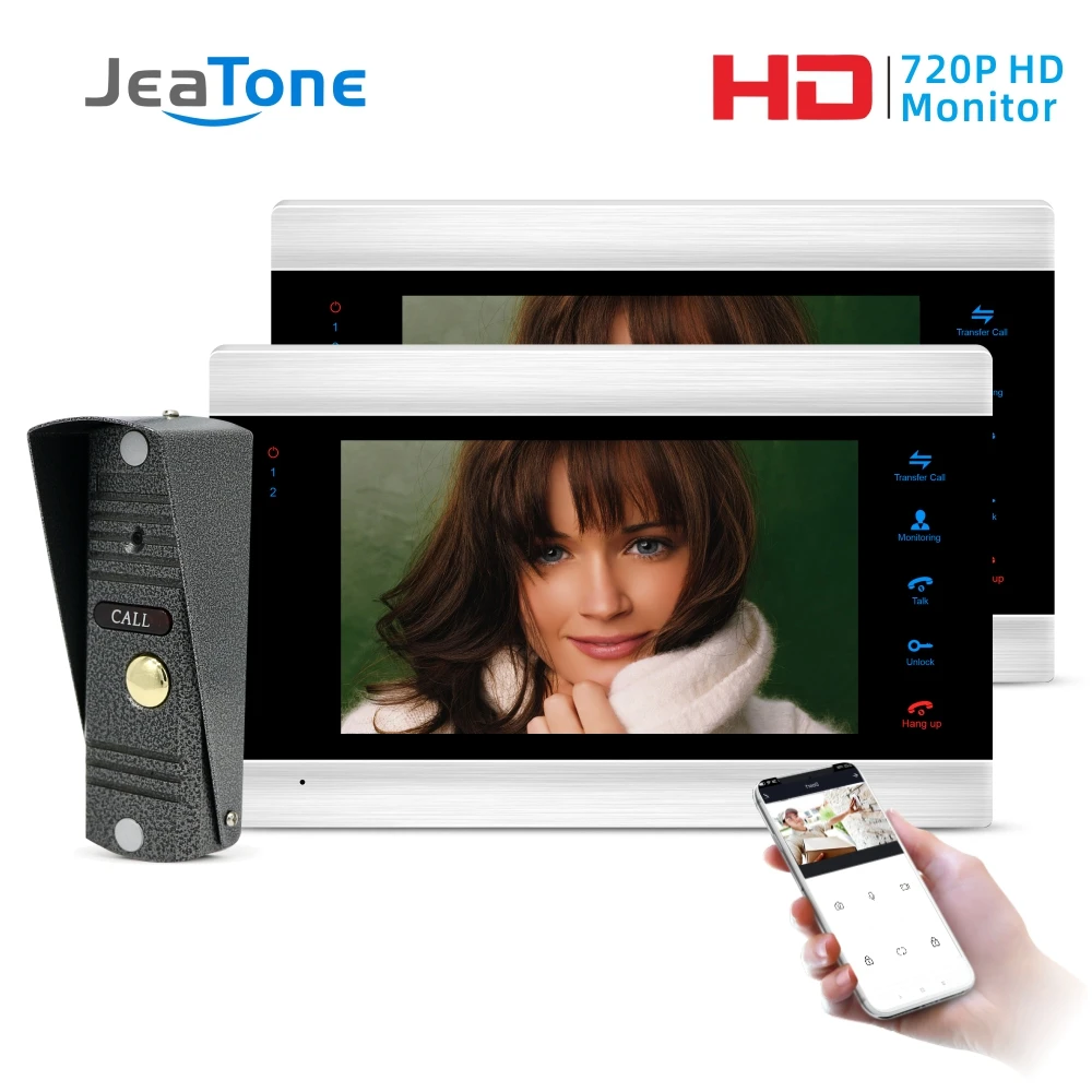 JeaTone New 7 Inch WiFi Smart IP Video Door Phone Intercom System with AHD 1.0MP Wired Doorbell Camera Support Remote unlock JeaTone New 7 Inch WiFi Smart IP Video Door Phone Intercom System with AHD 1.0MP Wired Doorbell Camera Support Remote unlock