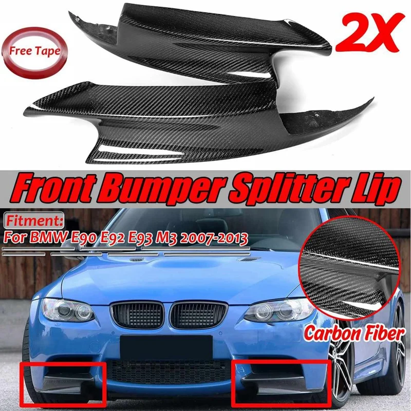 2Pcs Carbon Fiber Front Bumper Lip Splitter Spoiler for BMW E92 E93 M3 07-12 