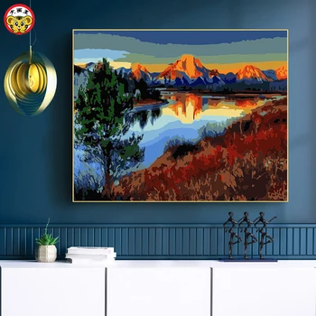 

Digital painting art digital painting abstract landscape street city river evening diy painting